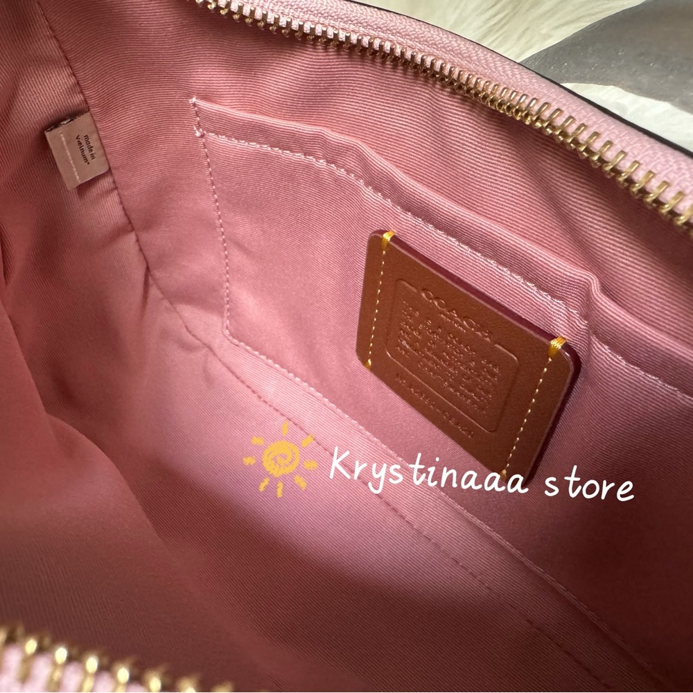 NWT Coach Gold Powder Pink Teri Shoulder Bag Signature with Charms CEA20 - Picture 9 of 11